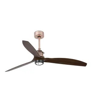 Luminosa Just LED Copper, Wood Ceiling Fan with DC Smart Motor - Remote Included