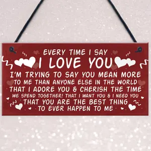 Red Ocean Love You Plaque Hanging Plaque Anniversary Valentines Day Gift For Husband Wife Keepsake Sign