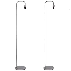 First Choice Lighting Set of 2 Chrome Arched Floor Lamps Base Only