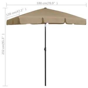 Berkfield Beach Umbrella Taupe 180x120 cm