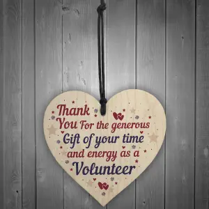 Red Ocean Thank You Gift For Volunteer Work Colleague Handmade Wooden Hanging Heart Plaque Friendship Keepsake