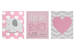 Interiors by Premier Set of 3 Dream Big Kids Wall Plaque, Inspirational and Educational Wall Art for Kids, MDF Wall Plaque