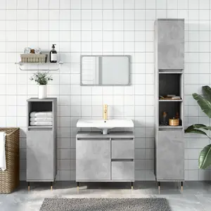 Berkfield Bathroom Cabinet Concrete Grey 30x30x190 cm Engineered Wood