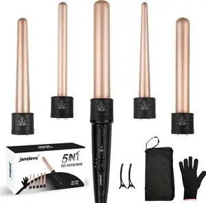 Janelove Curling Wand,Hair Curlers For Long Hair, Curling Wand Set With 5 Ceramic Barrels,From 9/18/25/32 Mm, 150°C-210°C Temperature Control,With