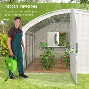 Outsunny 4 x 3 x 2m Polytunnel Greenhouse with Door, UV-resistant PE Cover