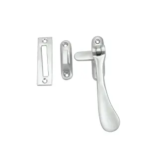 Dart Victorian Spoon Brass Window Fastener With Hook & Mortice Plate - Satin Chrome