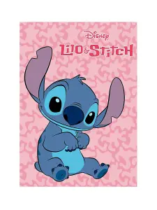 Disney Lilo & Stitch Pink Polar Machine Washable Polyester Soft Blanket 100x140cm