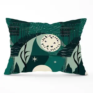 Abstact Green Cream Moon and Stars Cushions 33cm x 48cm