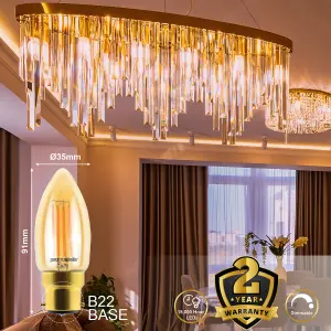 paul russells LED Filament Dimmable Candle Bulb, BC B22, 4.5W 423 Lumens, 40w Equivalent, 2200K Extra Warm White Amber