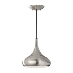 Elstead Beso 1 Light Dome Ceiling Pendant Brushed Steel, E27