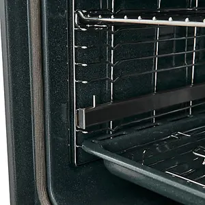 Cooke & Lewis CLPYSTa Built-in Single Pyrolytic Oven - Brushed black & grey stainless steel effect