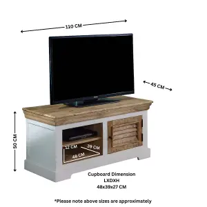 Breo Solid Mango Wood Small Tv Cabinet White