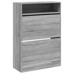 Berkfield Shoe Cabinet with 2 Flip-Drawers Grey Sonoma 80x34x116 cm