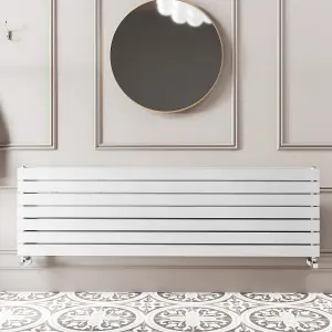 Porter White Double Horizontal Flat Panel Radiator - 1200x476mm