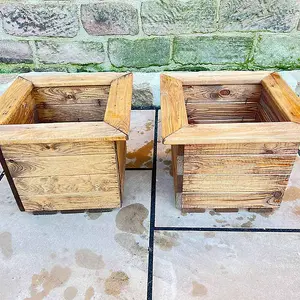 2Pc Regular Planter Set - Wood - L41 x W41 x H32.5 cm - Fully Assembled