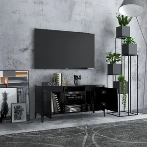 Berkfield TV Cabinet with Metal Legs Black 103.5x35x50 cm