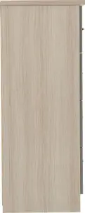 Nevada 5 Drawer 1 Door Low Wardrobe Grey Gloss and Light Oak Effect Veneer