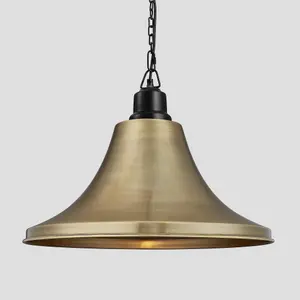 Industville Brooklyn Giant Bell Pendant, 20 Inch, Brass, Black Chain Holder