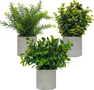 Bedbric 3 Sets Mini Potted Artificial Plants Indoors Outdoor Home and Room Decor