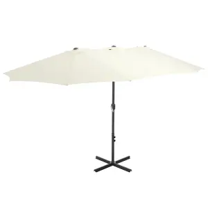 Berkfield Outdoor Parasol with Aluminium Pole 460x270 cm Sand