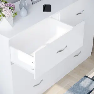 Vida Designs Riano White 6 Drawer Chest (H)800mm (W)1200mm (D)400mm