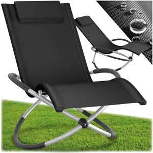 Sun Lounger Paulina - ergonomic, breathable, resistant, foldable, with cushion - black