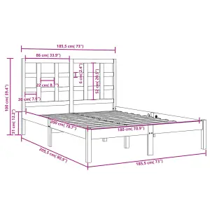 Berkfield Bed Frame Solid Wood 180x200 cm 6FT Super King