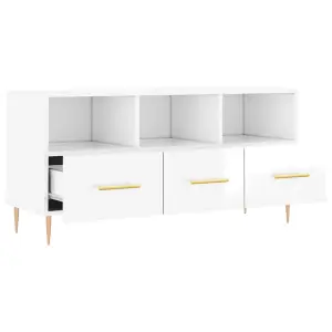 Berkfield TV Cabinet High Gloss White 102x36x50 cm Engineered Wood