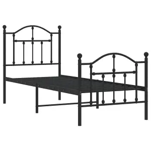 Berkfield Metal Bed Frame with Headboard and Footboard Black 75x190 cm