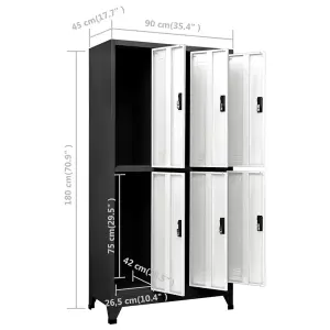 Berkfield Locker Cabinet Anthracite and White 90x45x180 cm Steel