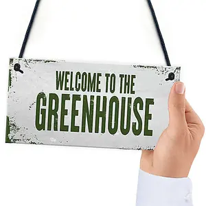 Red Ocean Welcome To The Greenhouse Sign Novelty Garden Sign Shed Summerhouse Sign Home Decor