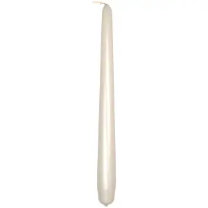 Tapered Dinner Candles, Pack of 10, Unscented, Long Burning Time, 24 cm / 19.45" (Pearl, Metallic)