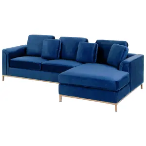 Left-Hand Corner Sofa OSLO Dark Blue Velvet Left Hand