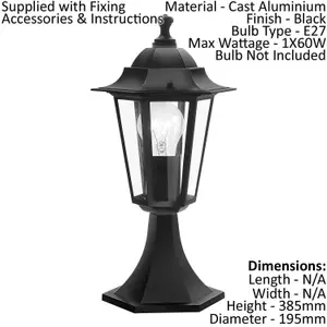 2 PACK IP44 Outdoor Pedestal Light Black Aluminium 1x 60W E27 Porch Lamp