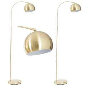 First Choice Lighting Set of 2 Satin Brass Dome Floor Lights