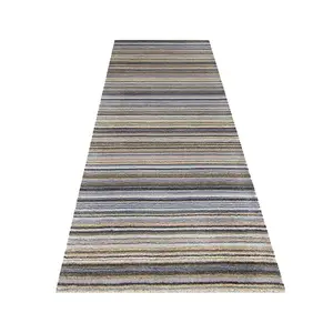 Handmade Easy to Clean Luxurious Modern Striped Grey Wool Rug for Living Room & Bedroom-80cm X 150cm