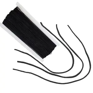 2mm Elastic Cord, Thread Beading String Round Cord Stretchy Elastic, Black - 25 Metres