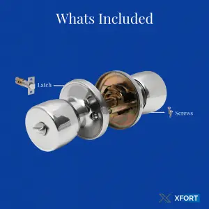 XFORT Tulip Privacy Knob Set Polished Chrome, Door Knob with Lock