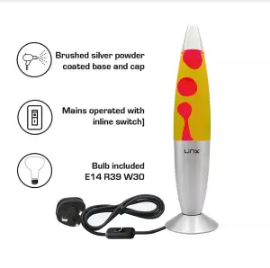 16inch Aluminium Wax Melting Mood Light Lava Lamp - Yellow / Red