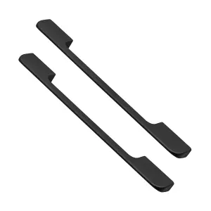 DecorAndDecor - SEMMA Matt Black Slimline Kitchen Cabinet Drawer Cupboard Pull Door Handles - 96-128mm - Pair