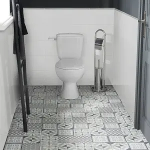 GoodHome Poprock Black & white Mosaic effect Vinyl tile, 1.3m²