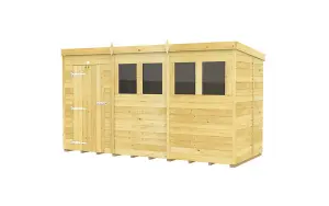 12 x 5 Feet Pent Shed - Single Door With Windows - Wood - L147 x W358 x H201 cm