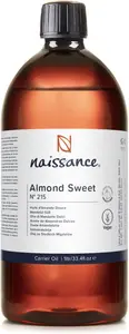 Naissance Sweet Almond Oil (No. 215) 1 Litre – For Skin, Hair, Massage, Nails, Cuticles, Ears, Face, Body, Stretch Marks - Natural Skin Care,