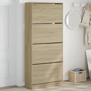 Berkfield Shoe Cabinet with 4 Flip-Drawers Sonoma Oak 80x34x187.5 cm