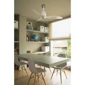 Luminosa Mini Medium Ceiling Fan Clear, White Gloss - Optional LED Light Sold Separately