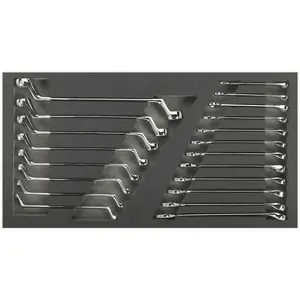 20-Piece Deep Offset and Combination Spanner Set with Tool Tray for Efficient Storage