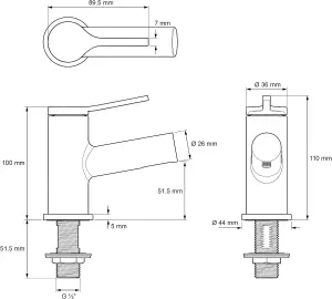 Mira Shower Evolve Basin Pillar Taps 2.1816.002 + Bath Shower Mixer 2.1816.005