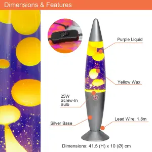 Global Gizmos Purple & Yellow Retro Lava Lamp