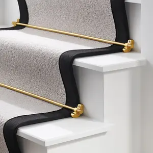 Gold Brass Stair Rod With Knurled Ends - 90cm - SE Home