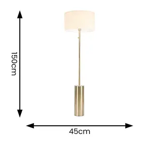 ValueLights Lexy Antique Brass Rotary Dimmer Switch Floor Lamp with Natural Drum Shade